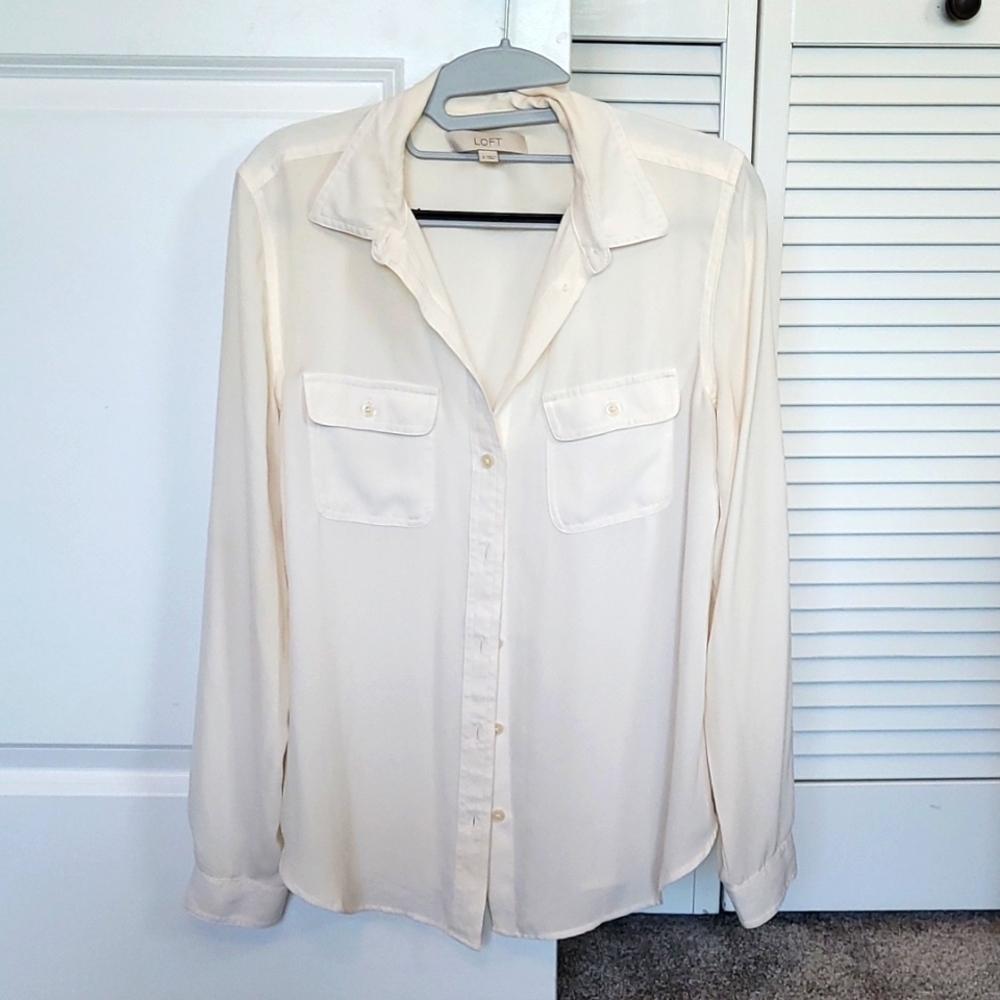 LOFT Whisper White Utility Blouse
